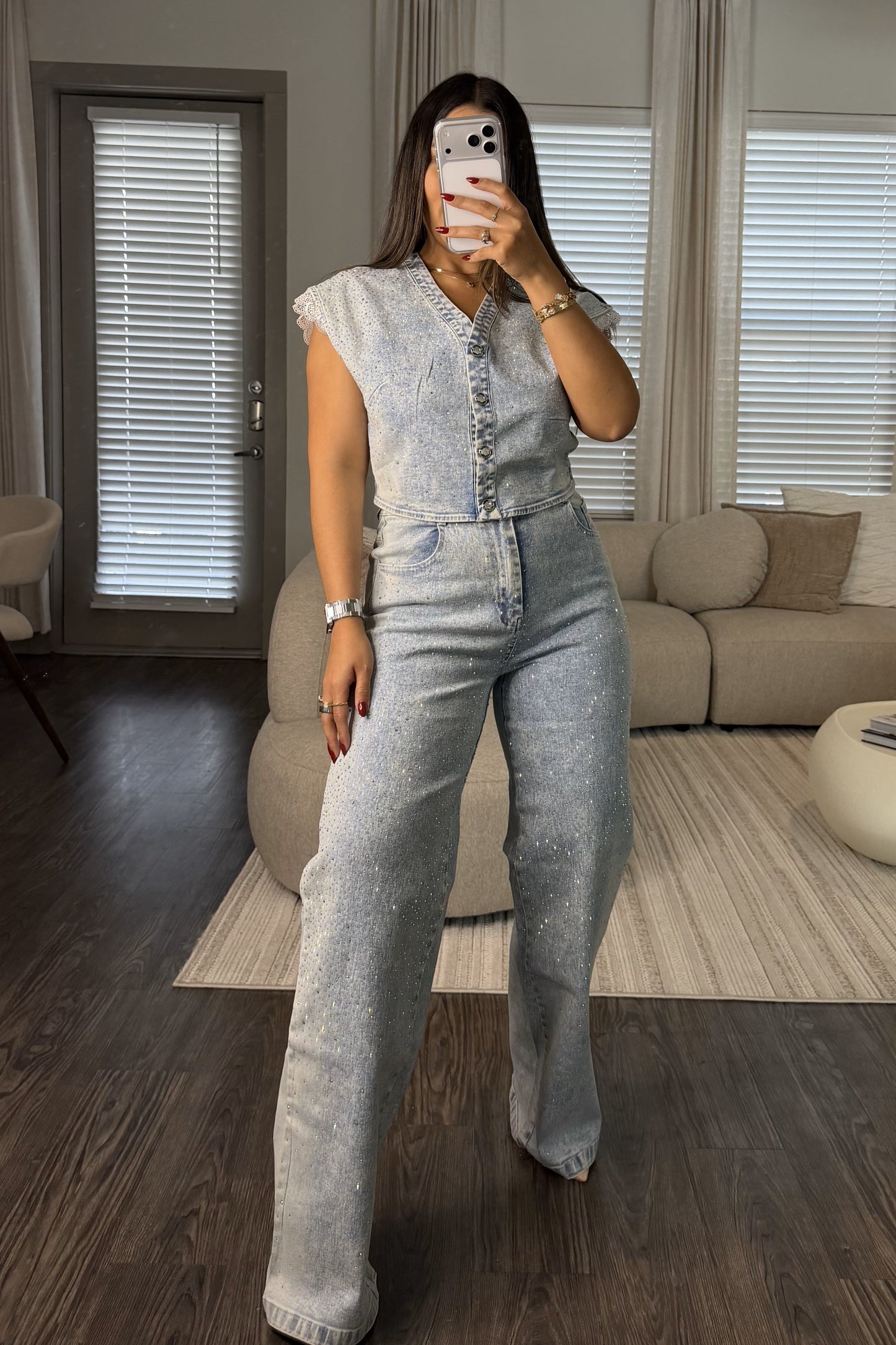 Shine denim set