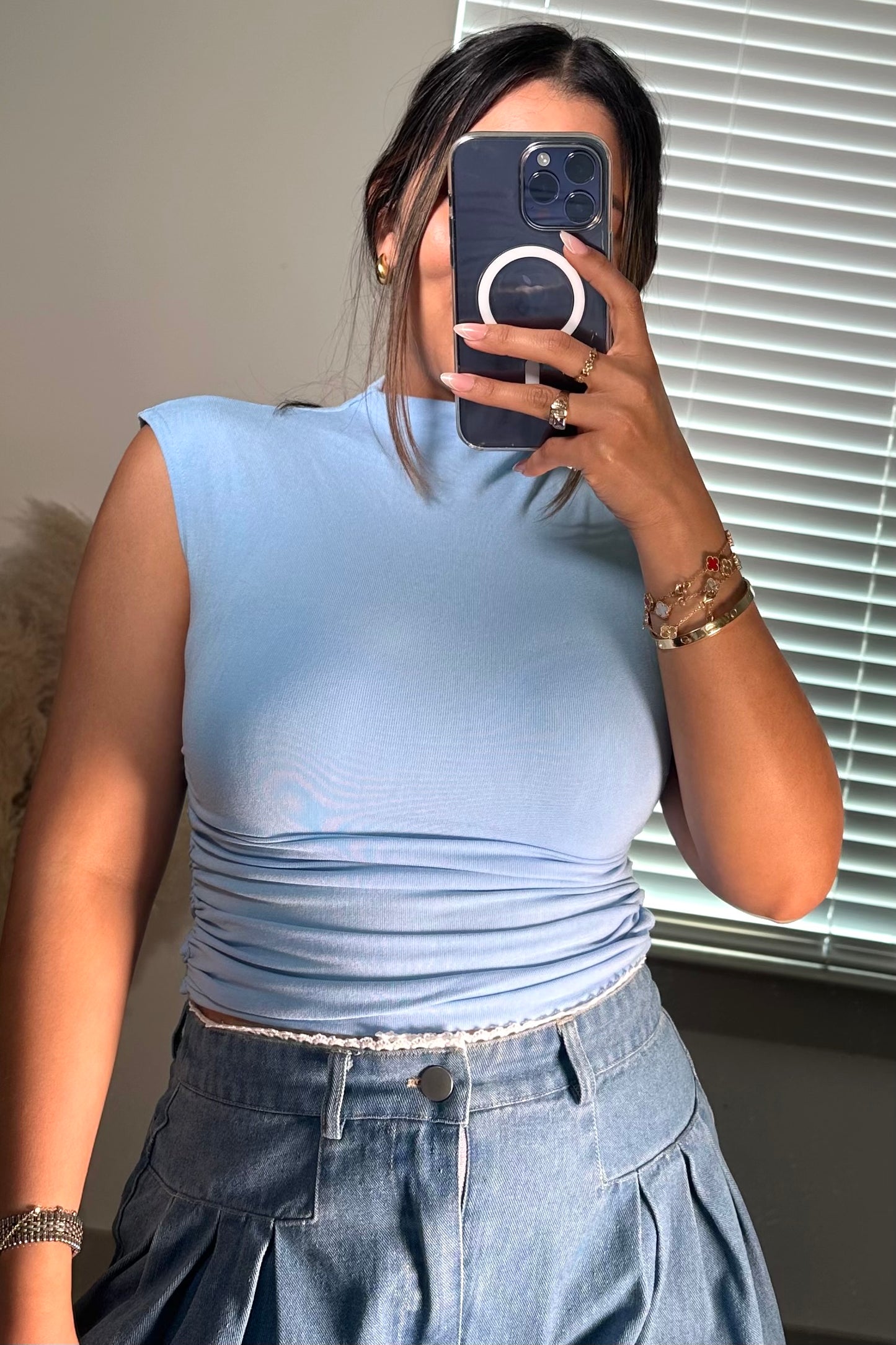 Baby blue cropped top