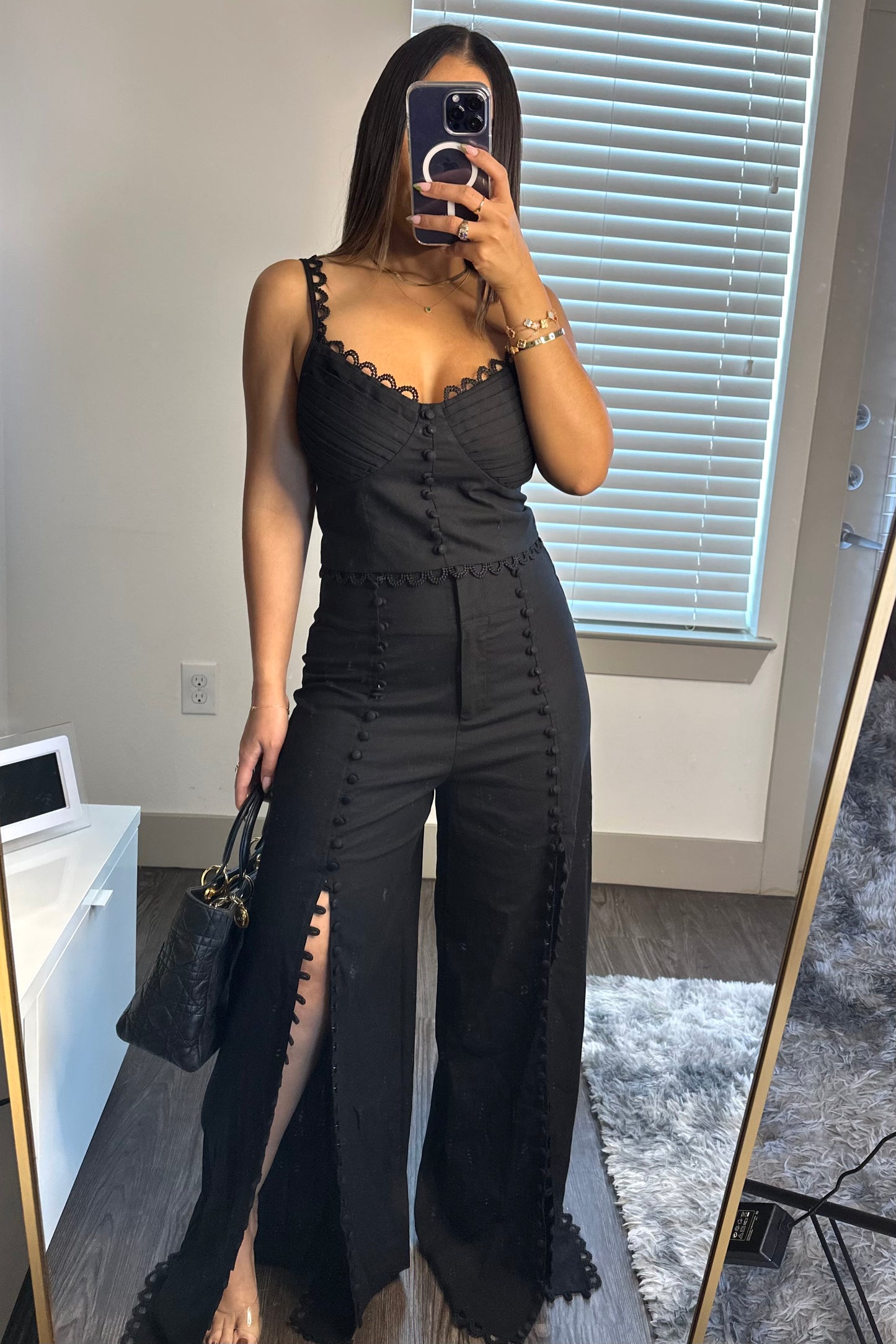 Pant and top black set