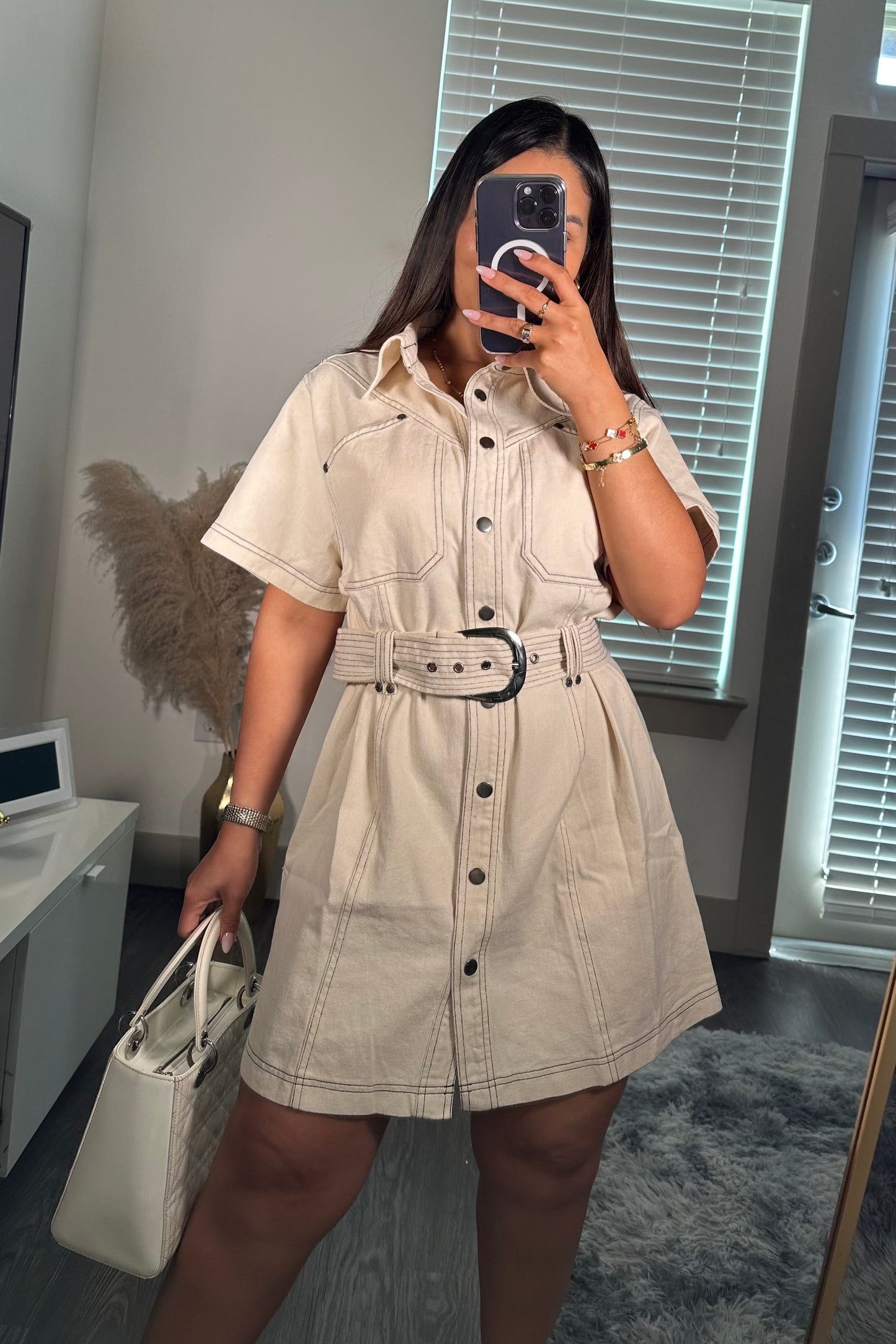 Cactus oatmeal mini dress