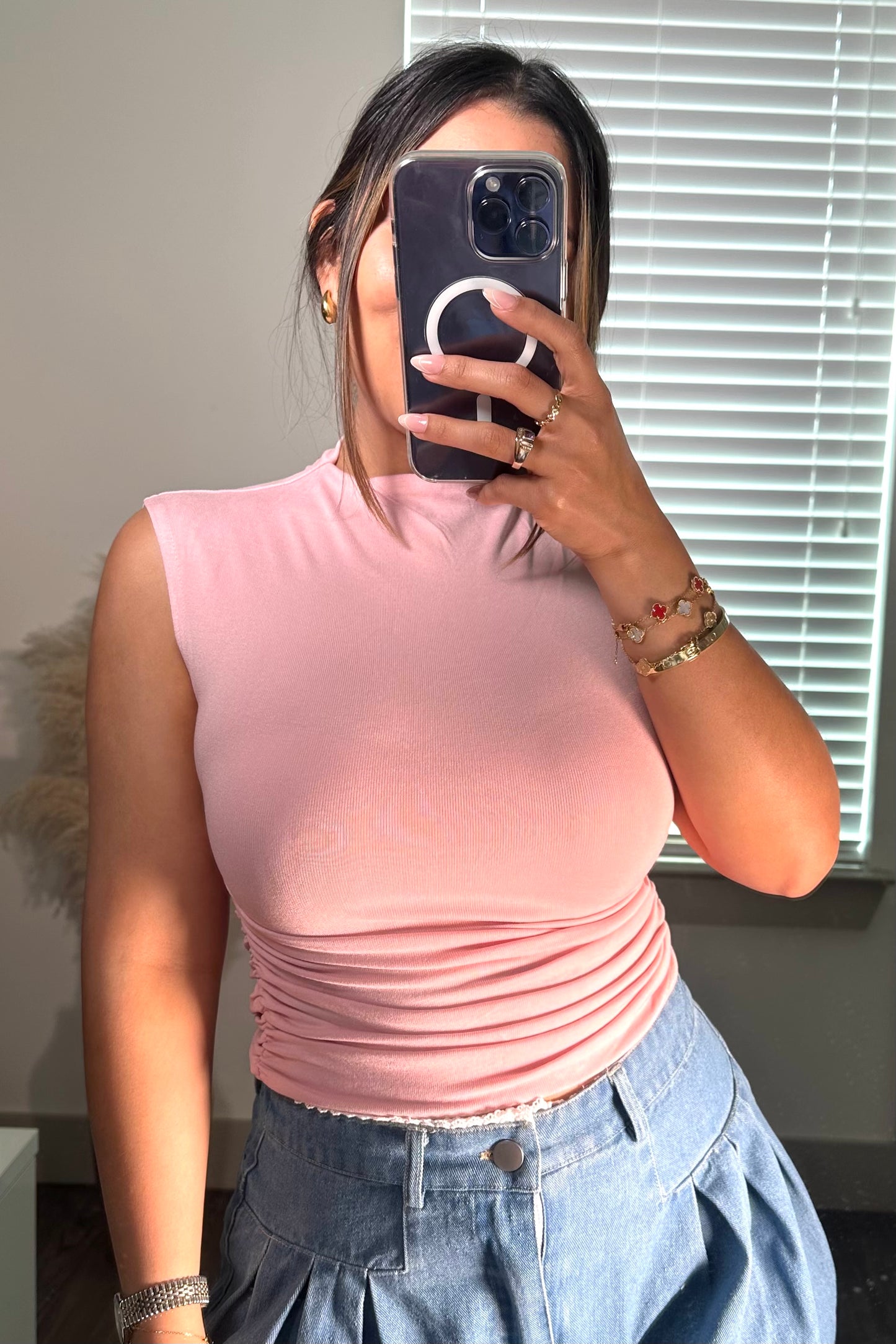 Fitted cropped top pink