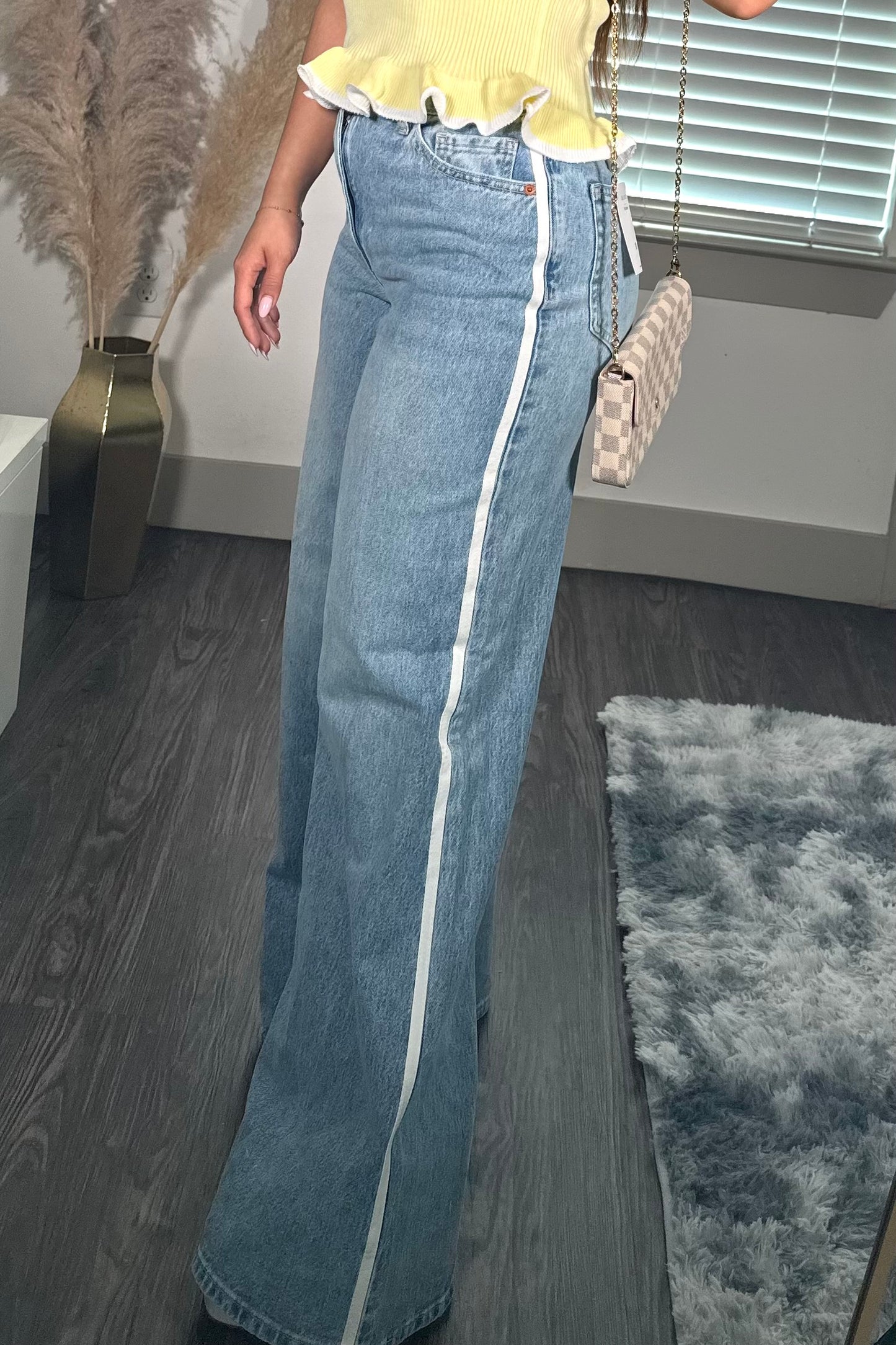 High Rise wide side stripe pants