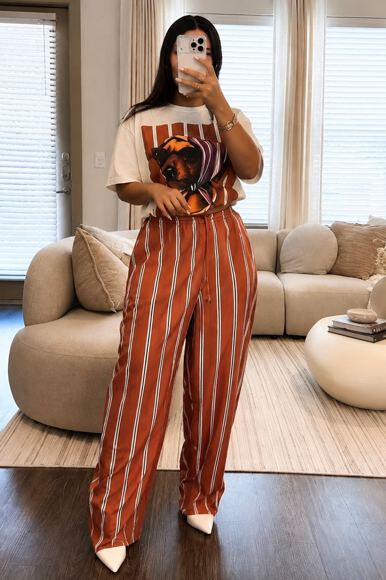 Stripe pant with doggi top