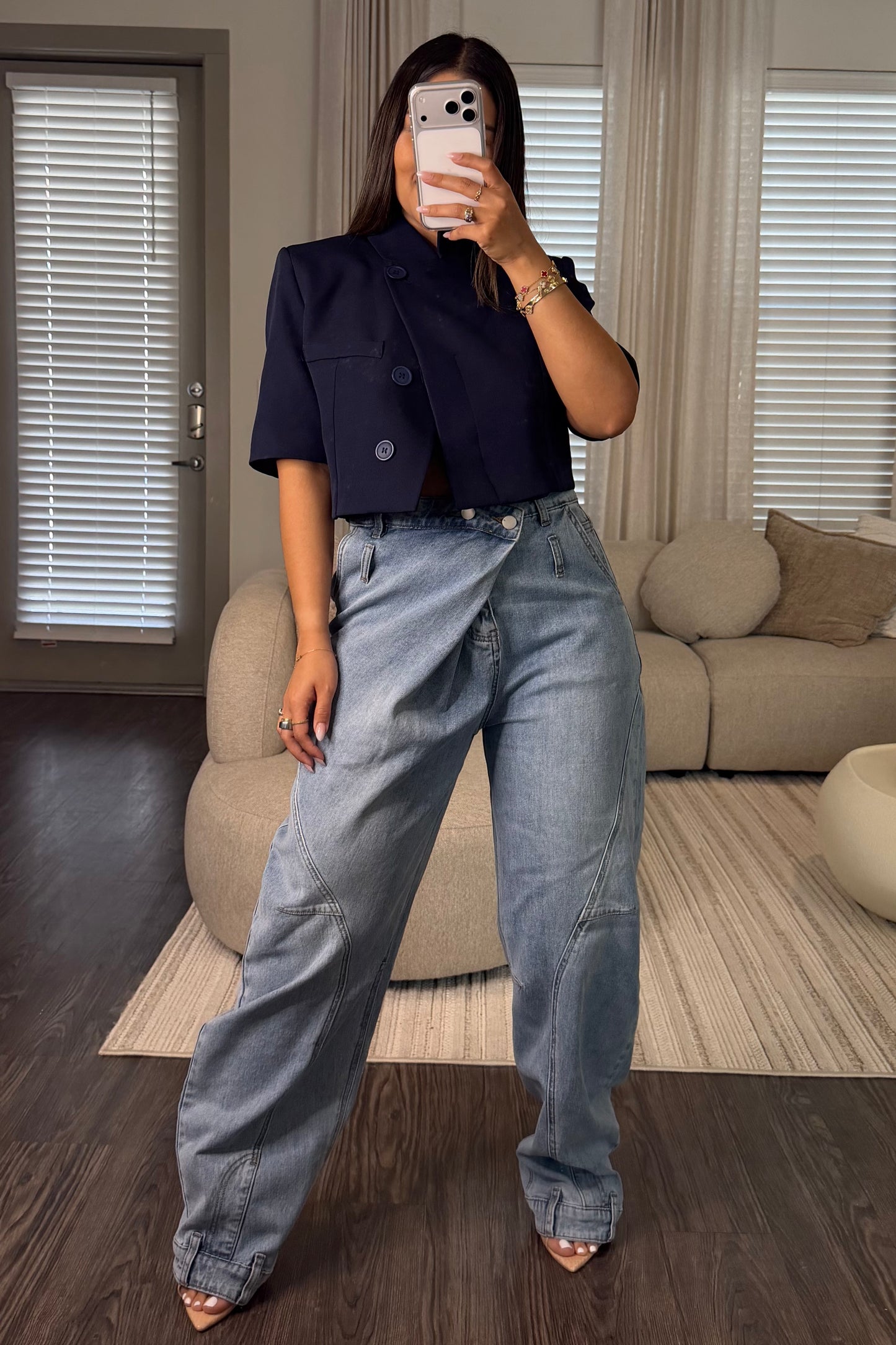 Cross denim pant