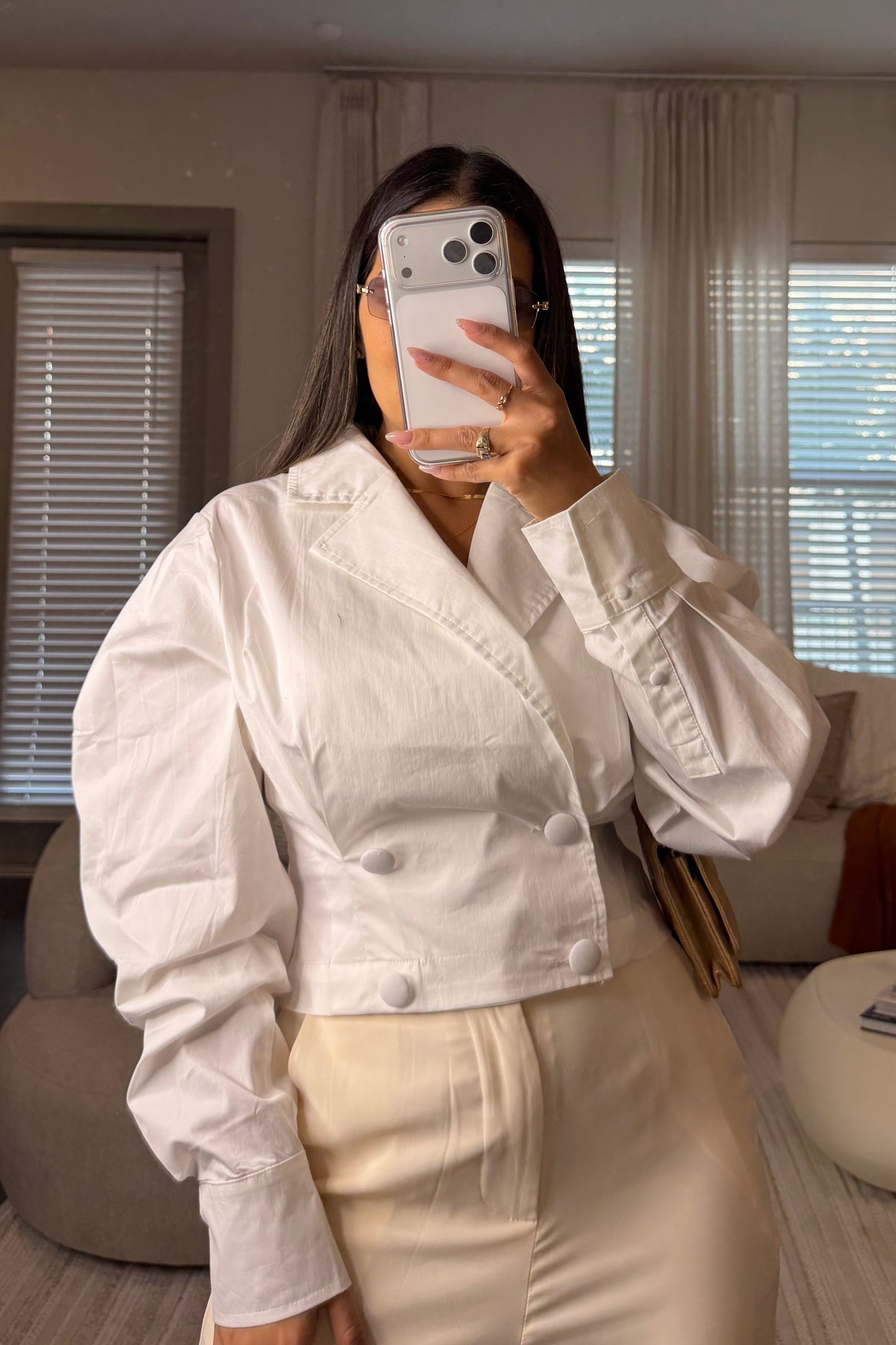 Double breasted blouse white