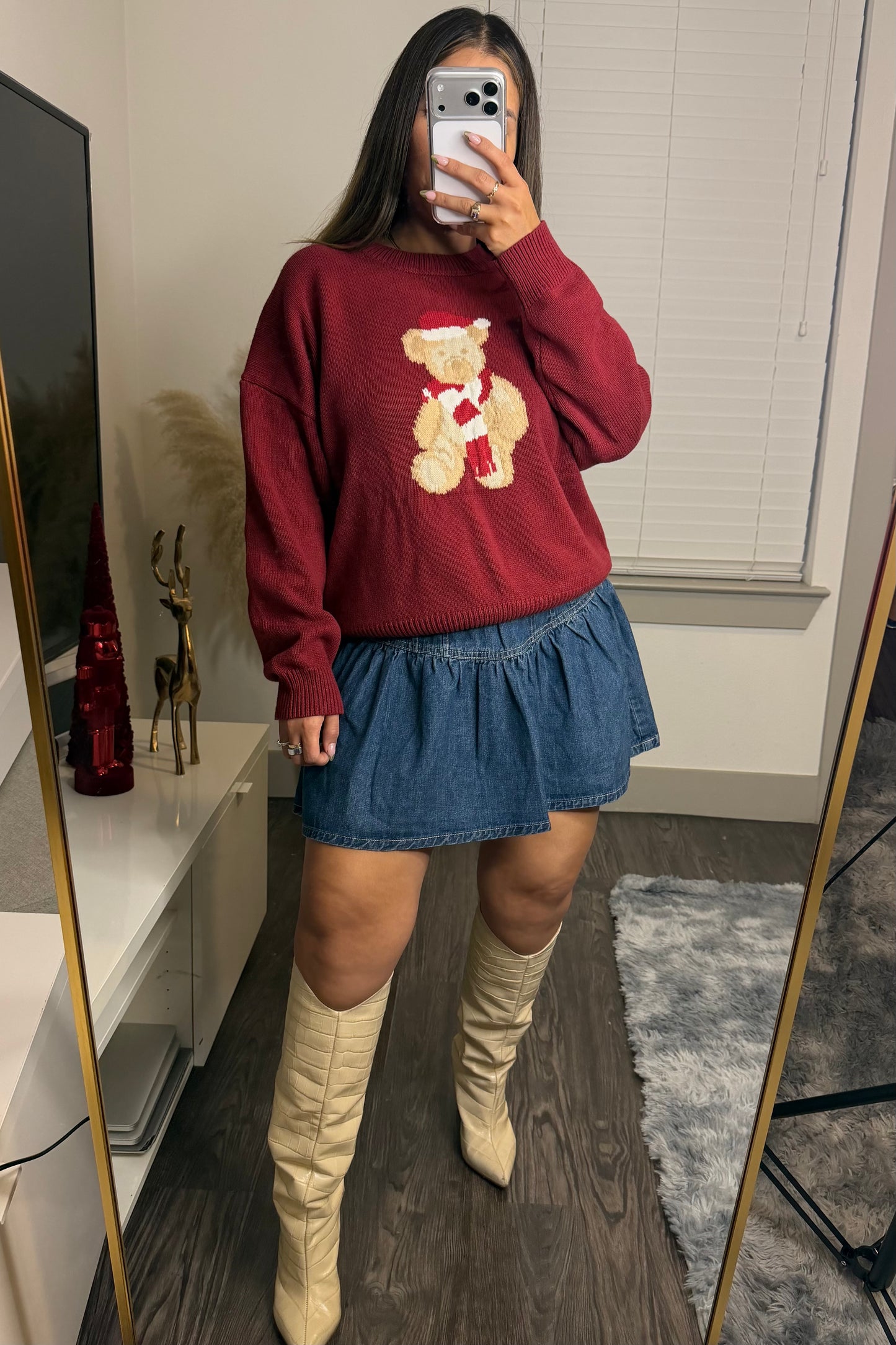 Washed denim mini skirt