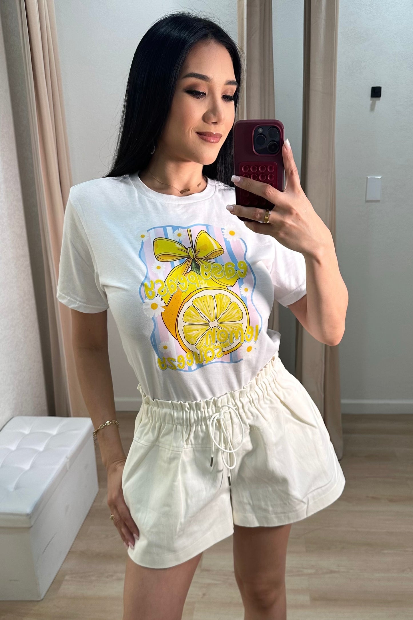 high cream shorts