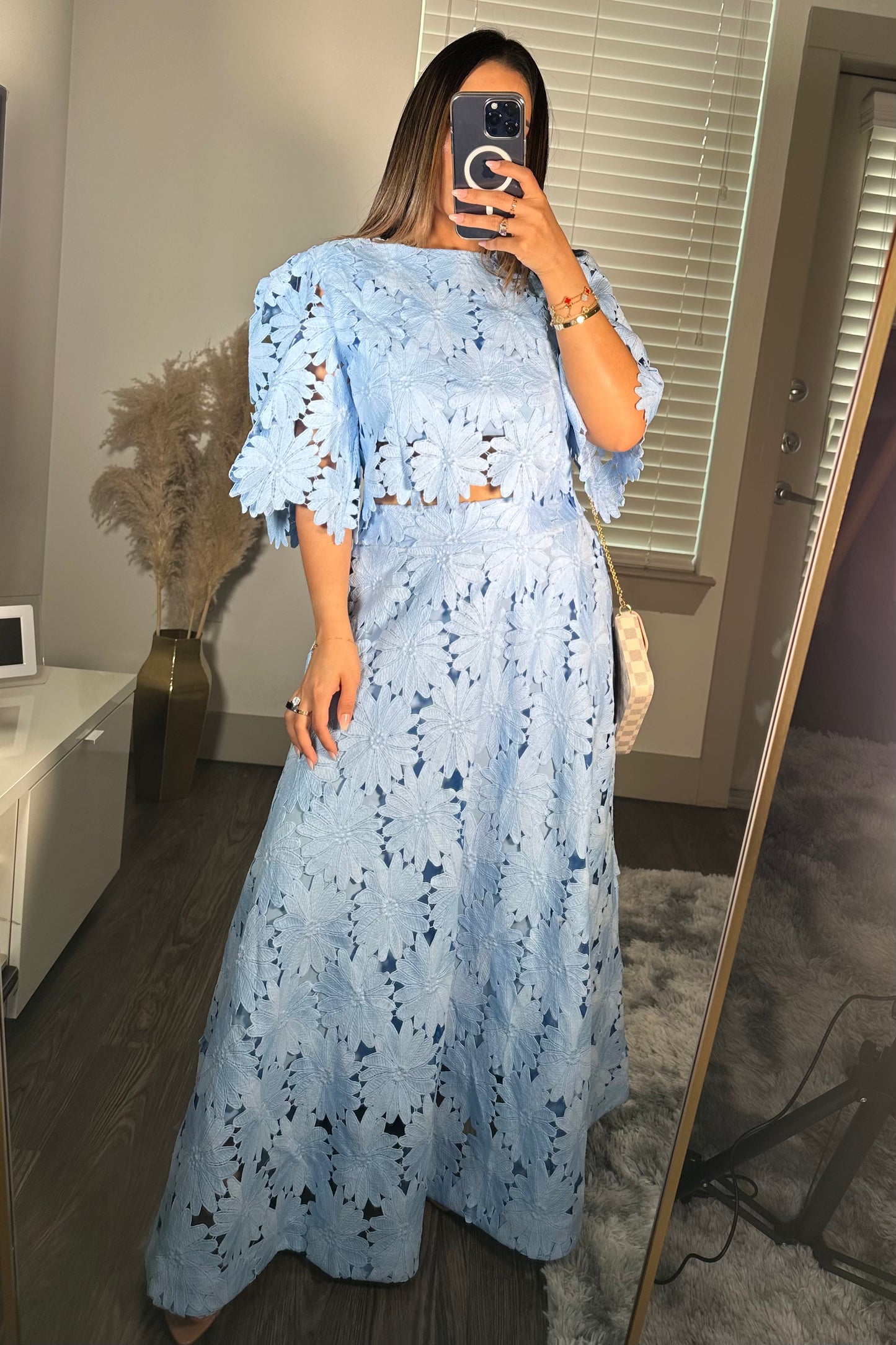 Embroidered maxi set blue