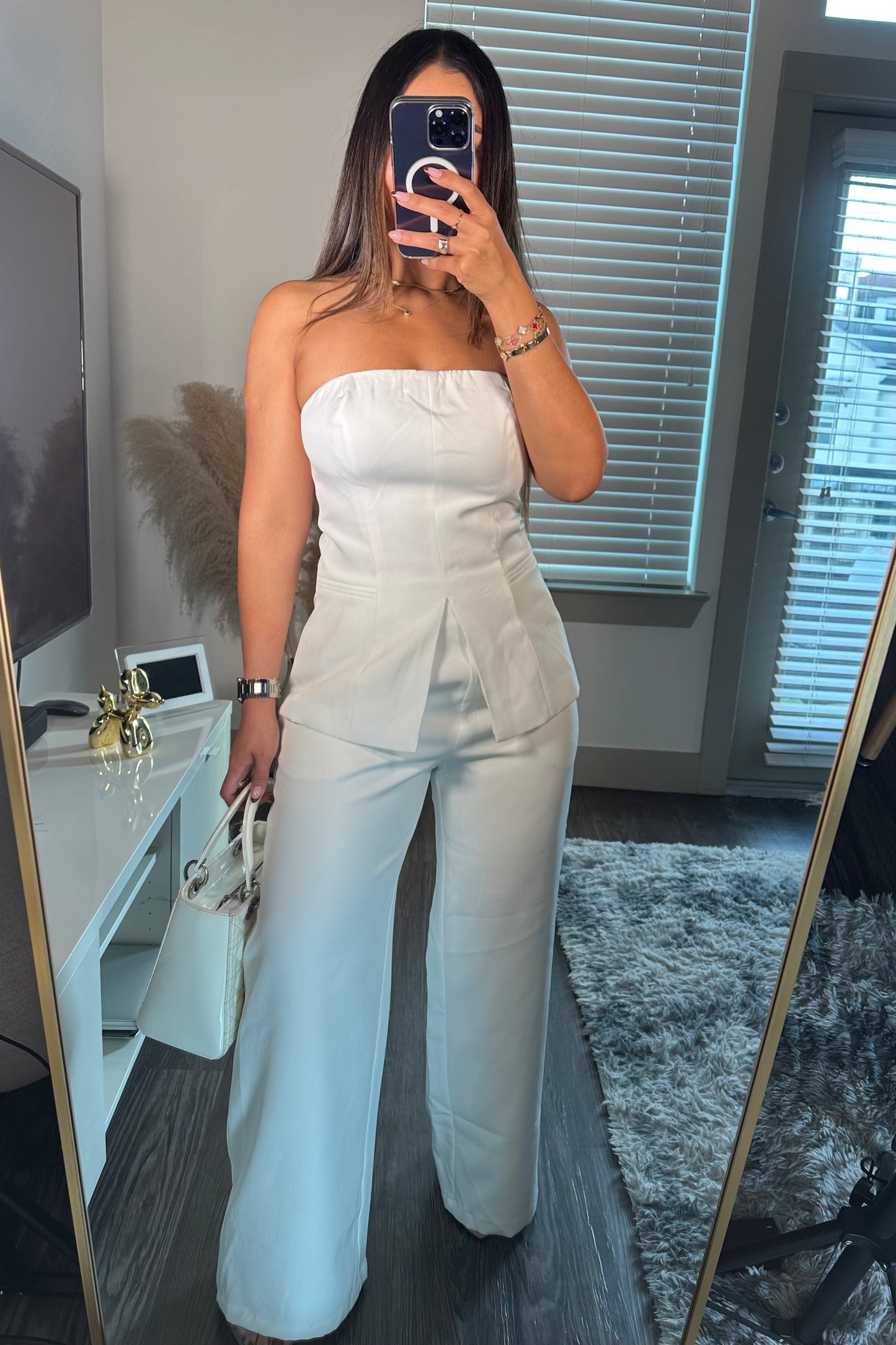 Off wine tube top and pants set