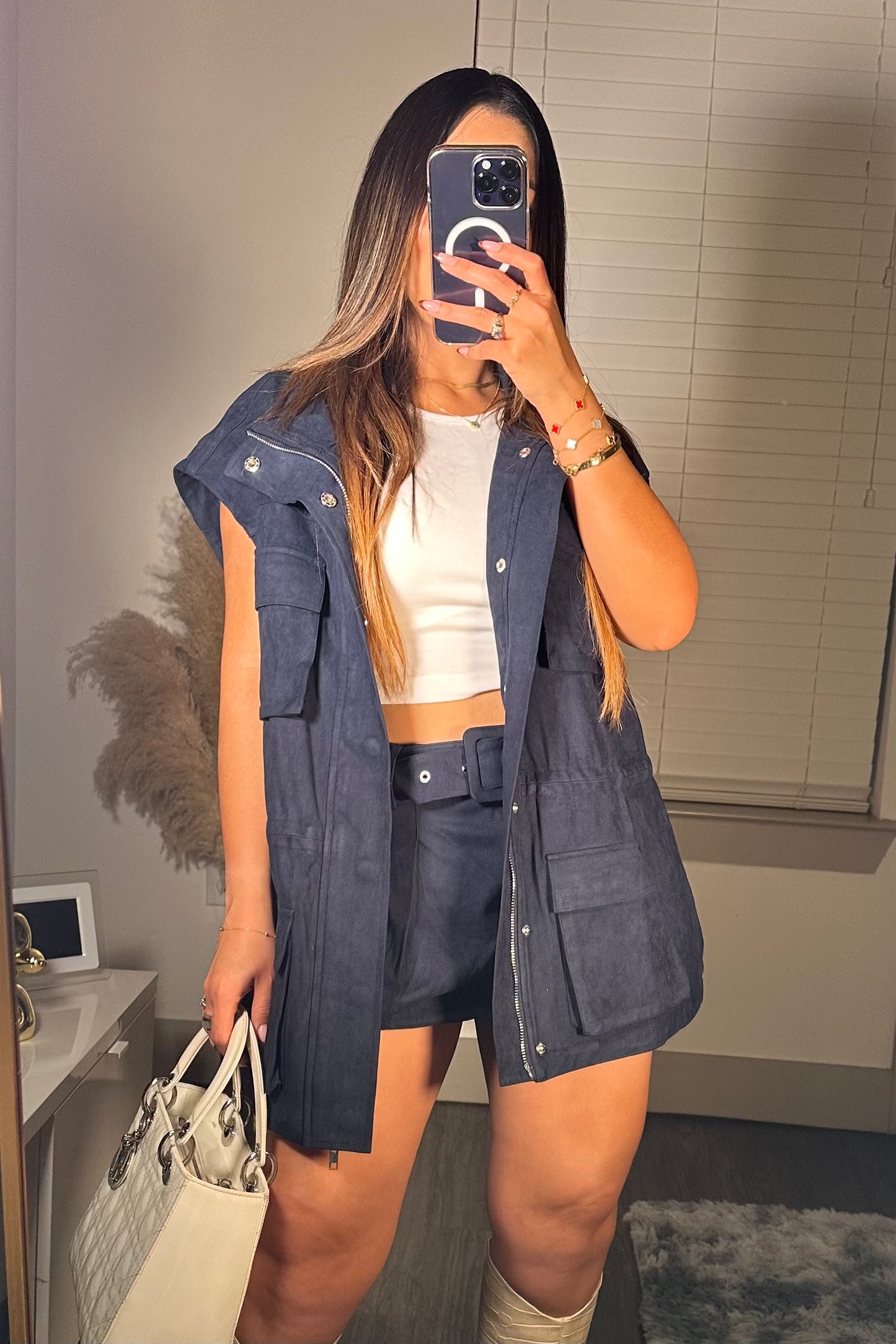 Jacket vest and bubble short Navy