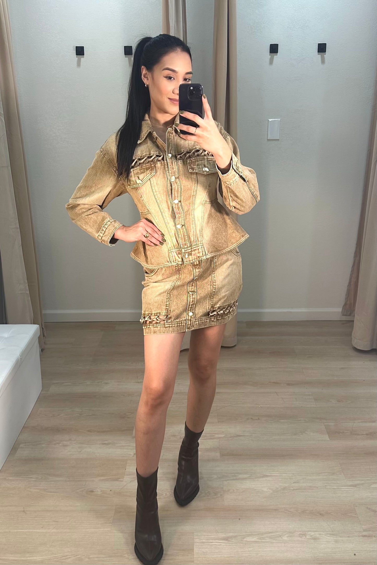 Jacket and skirt set taupe