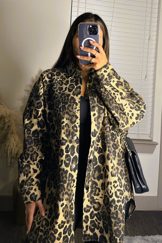 Leopard over size jacket