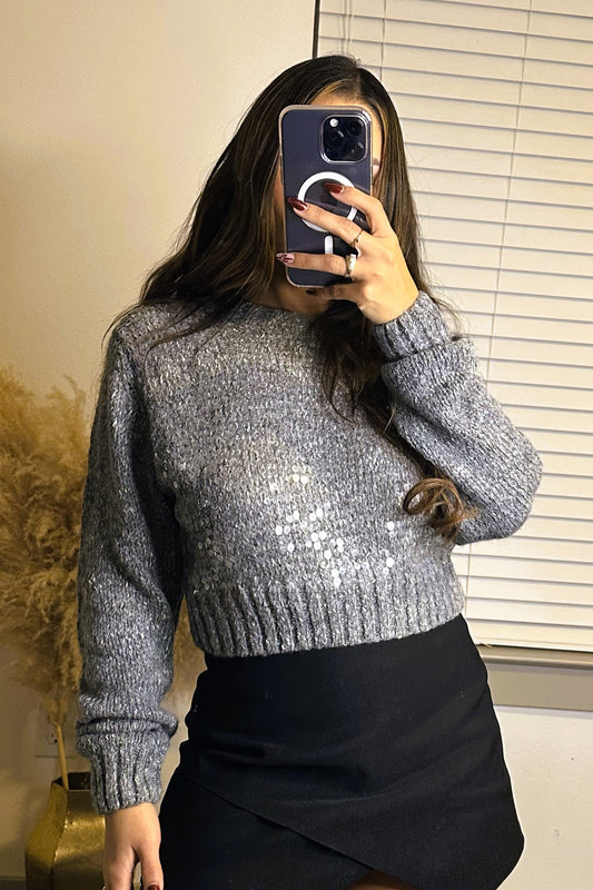 Embellished sweater gray