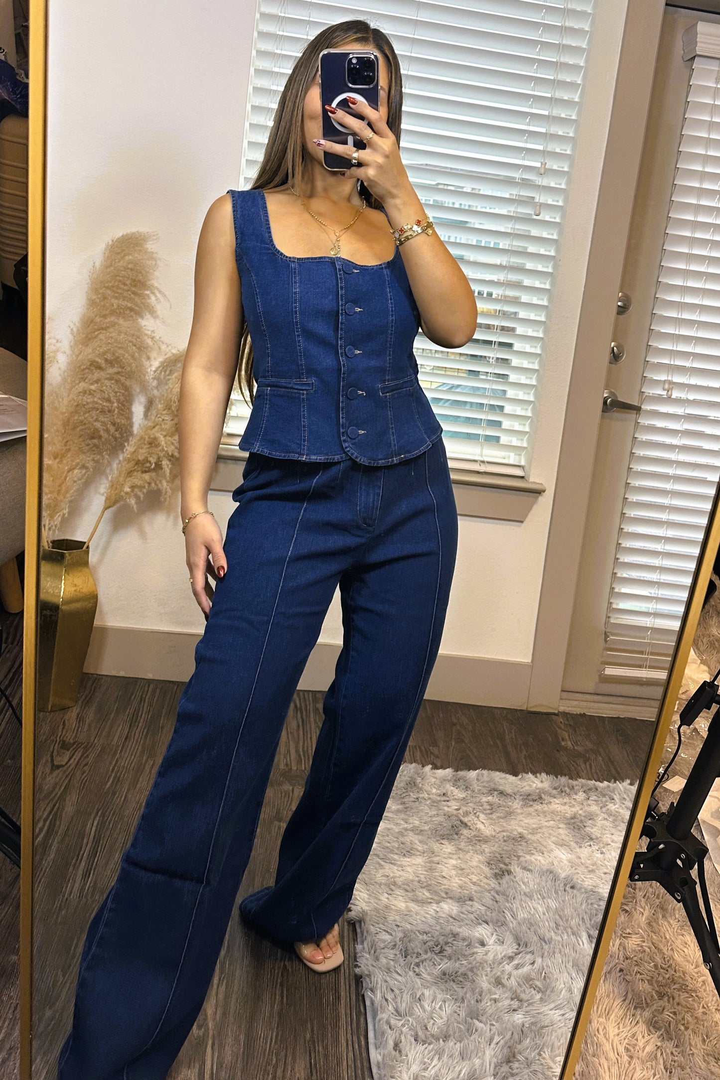 Strech denim set - pant and top