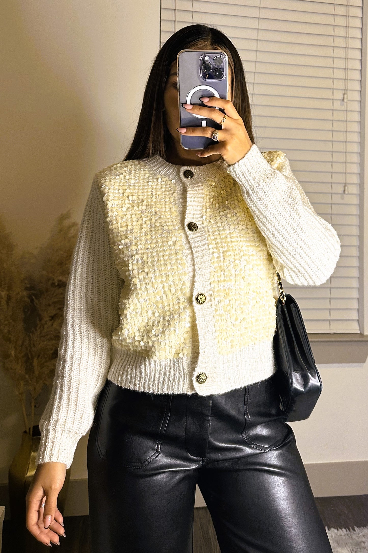 Sequined sweater cardigan