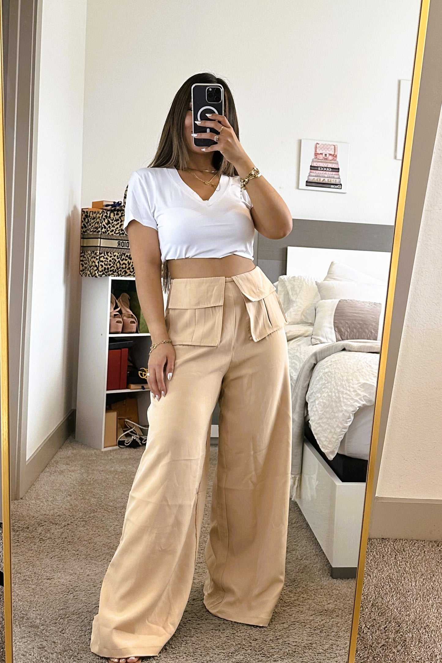 Wide leg Pocket detail pant