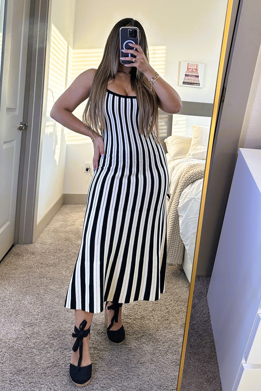 Knit stripe midi dress