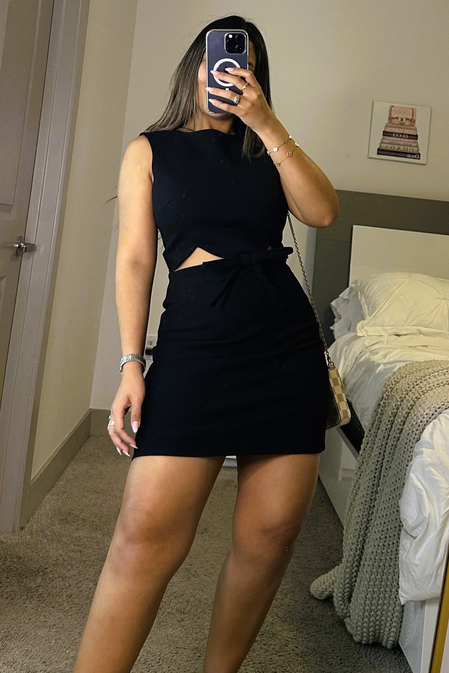 Black cutout mini dress