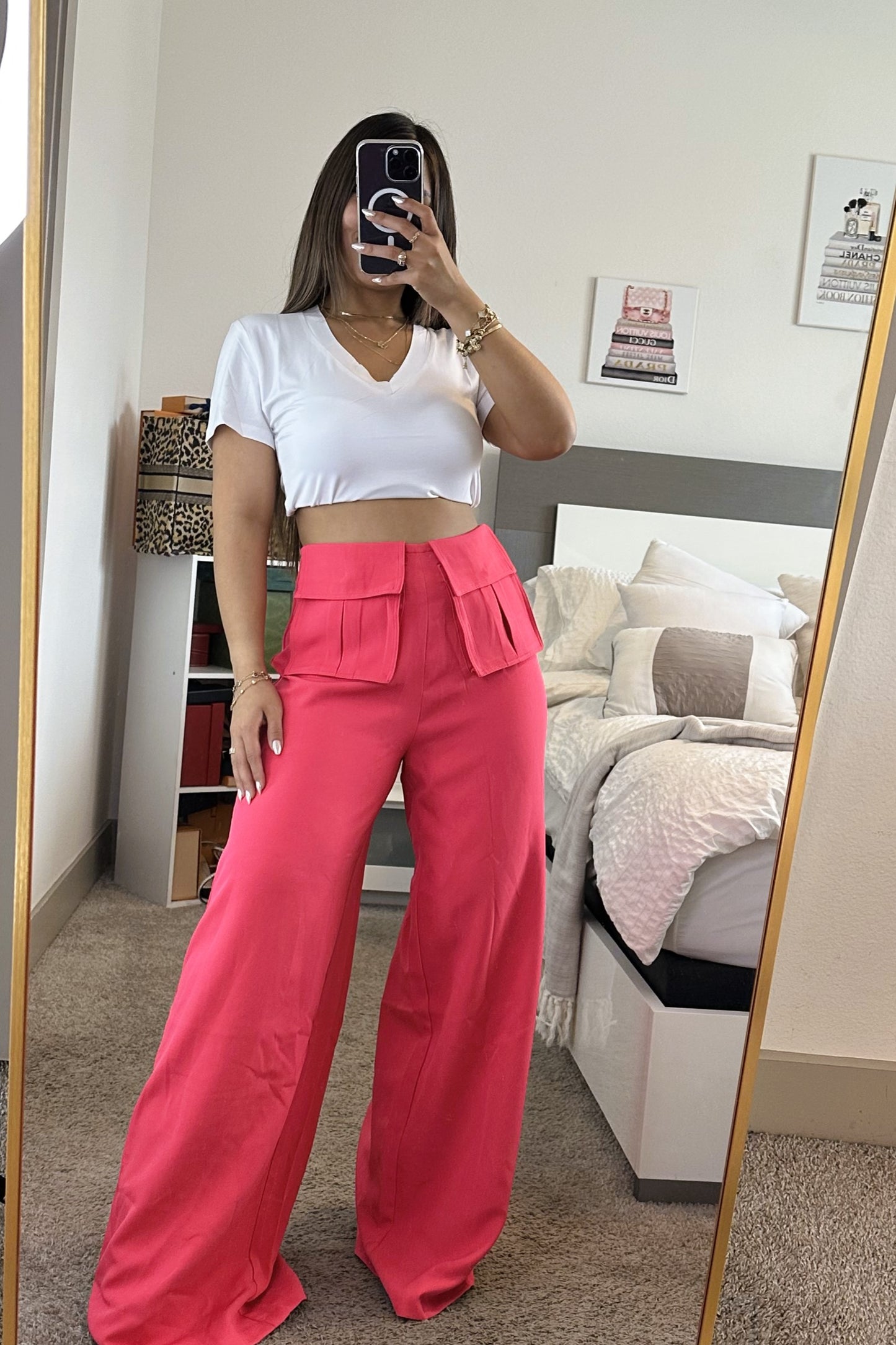 Wide leg Pocket detail pant