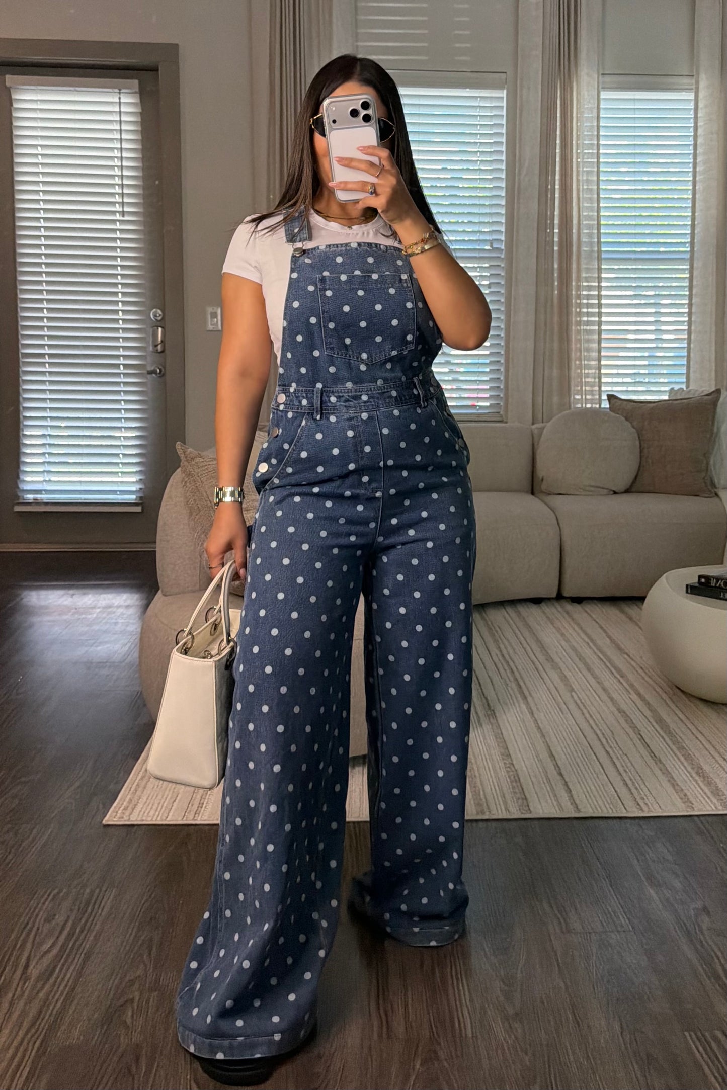 Jealo polka denim overall