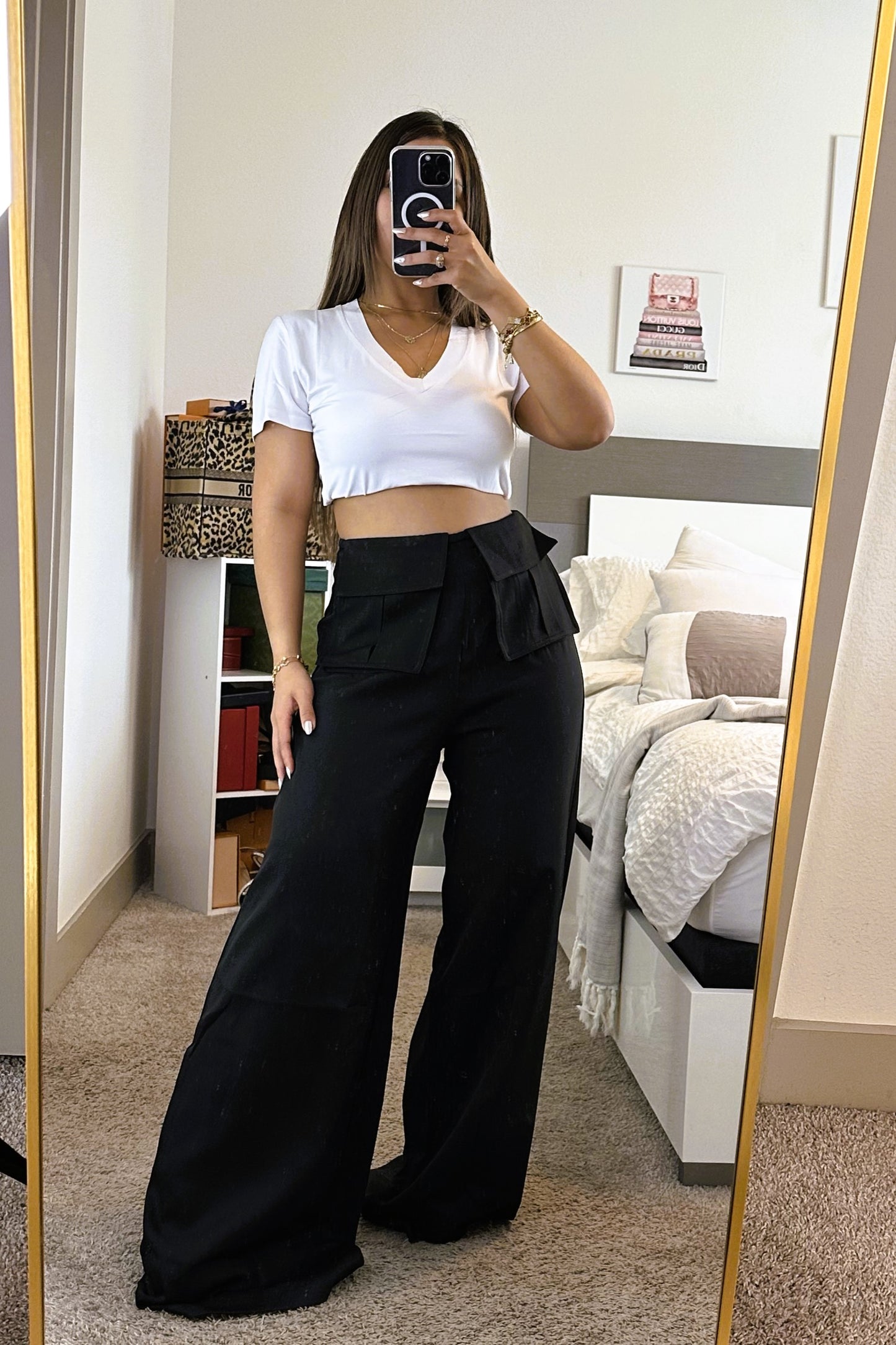 Wide leg Pocket detail pant