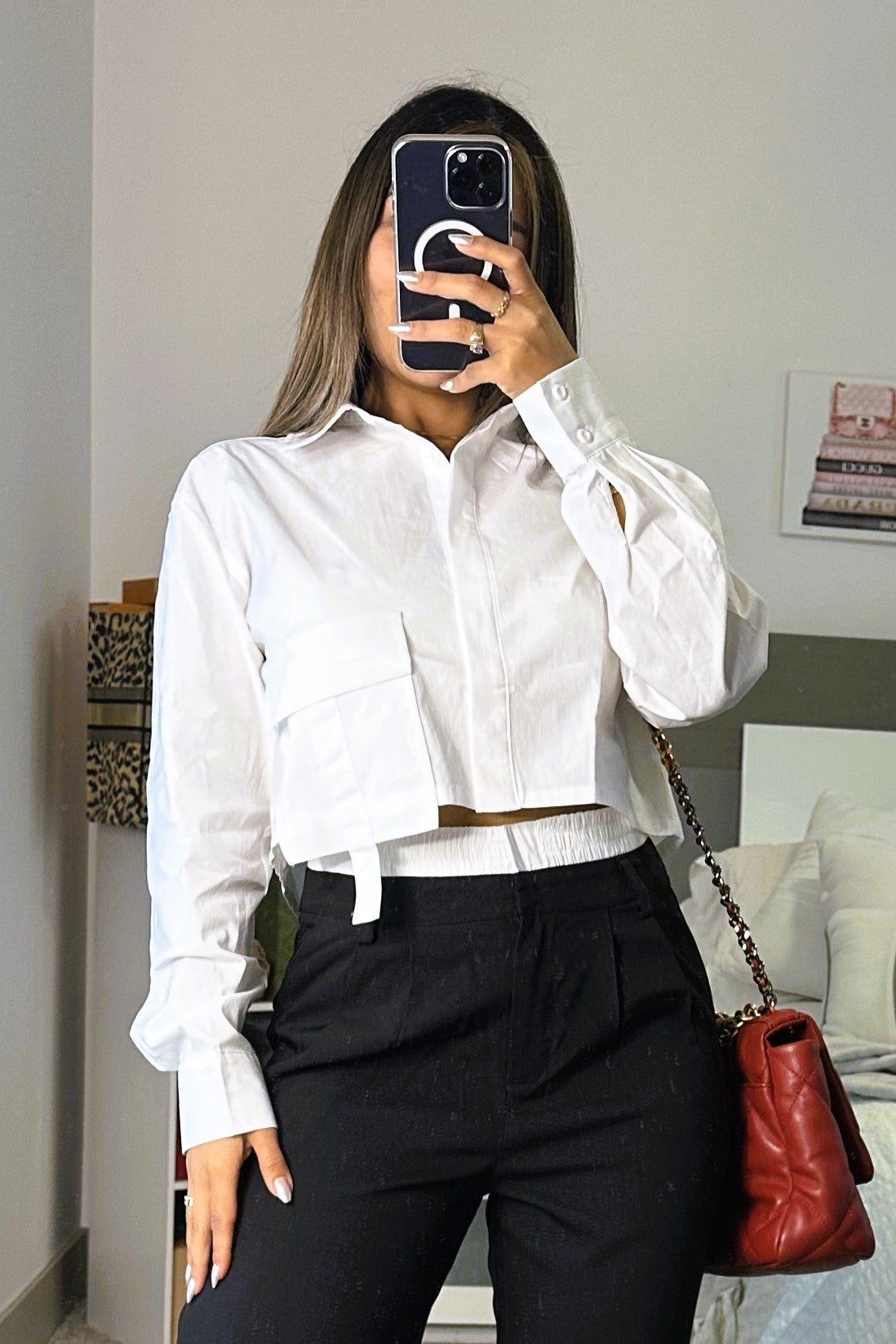 Cropped shirts with pocket detail