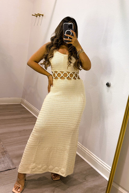 Crochet midi dress Cream