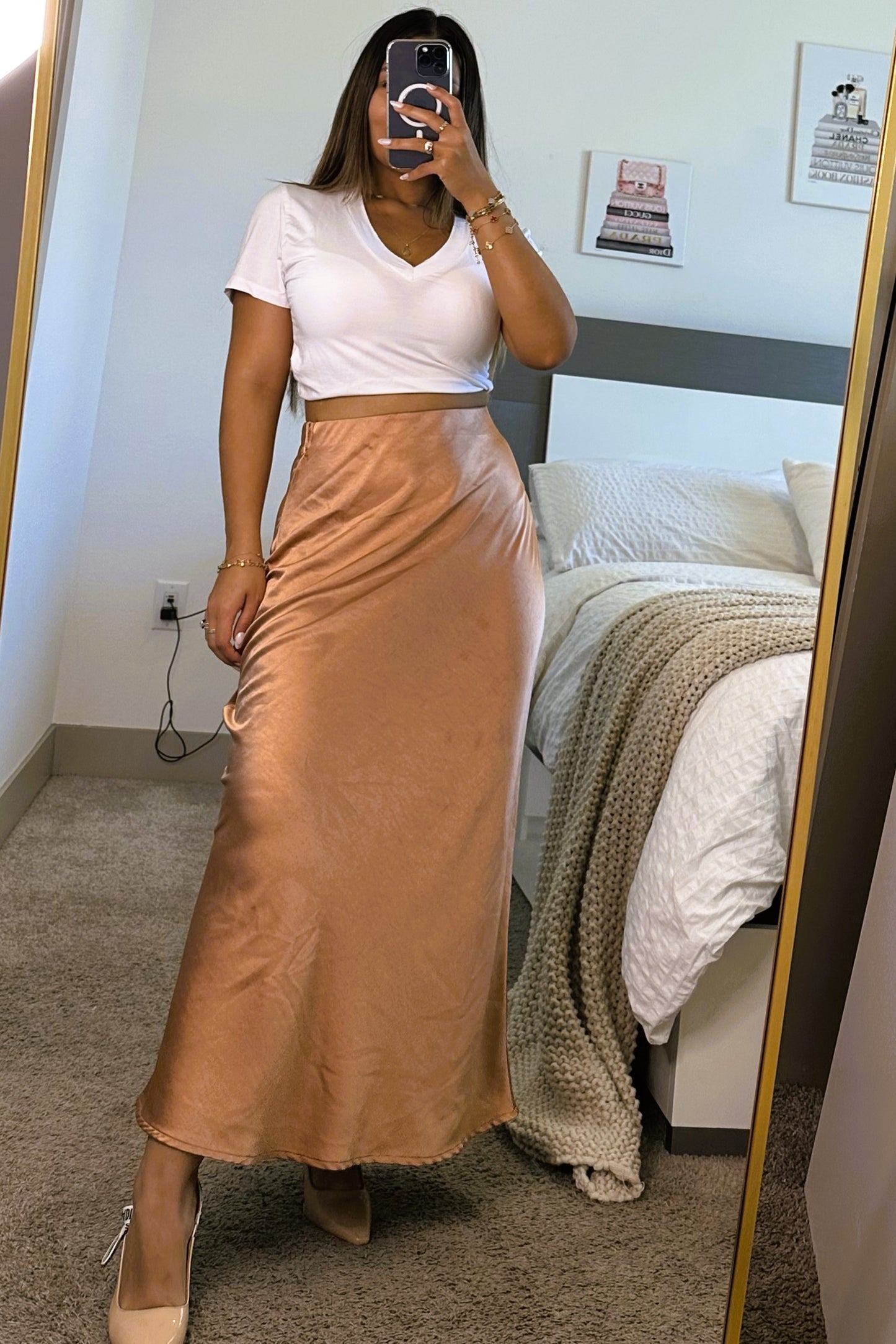 Satin maxi skirt