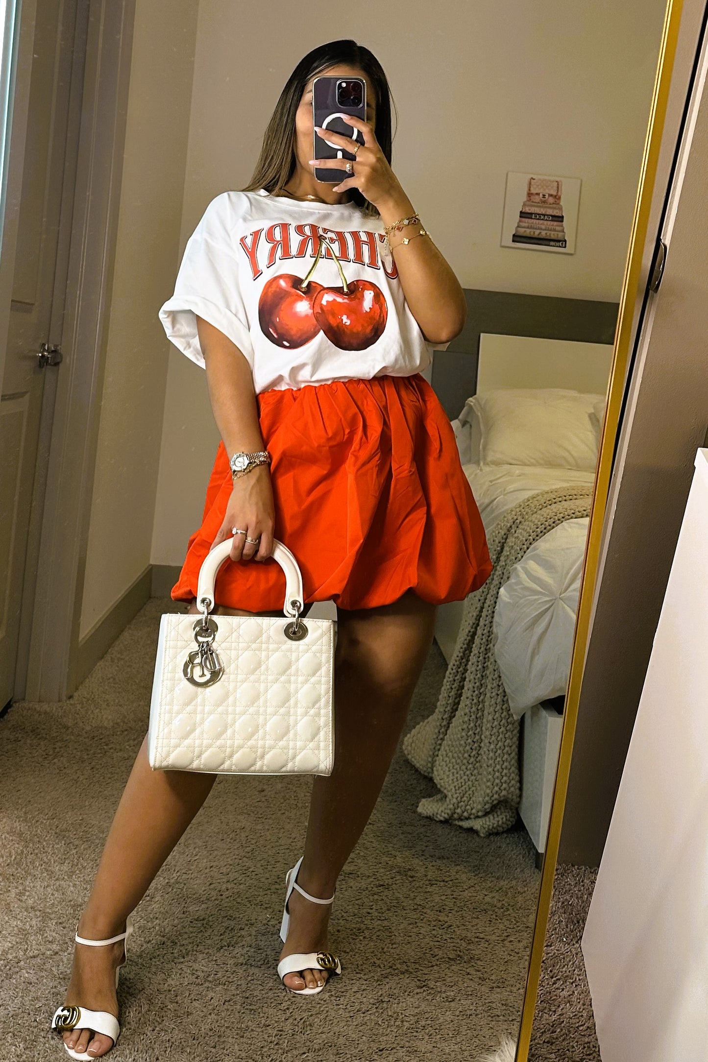 Balloon mini skirt red