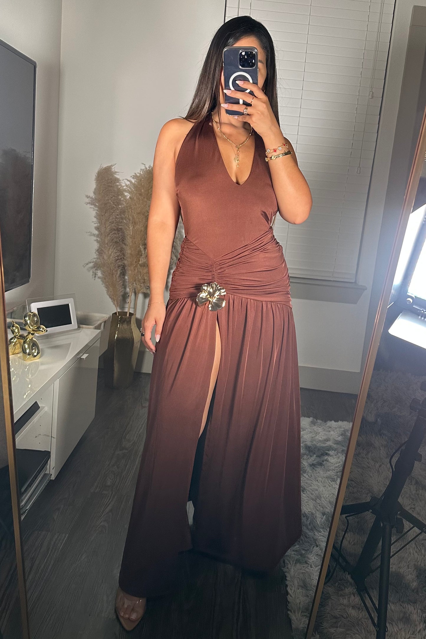 Cameo maxi dress brown