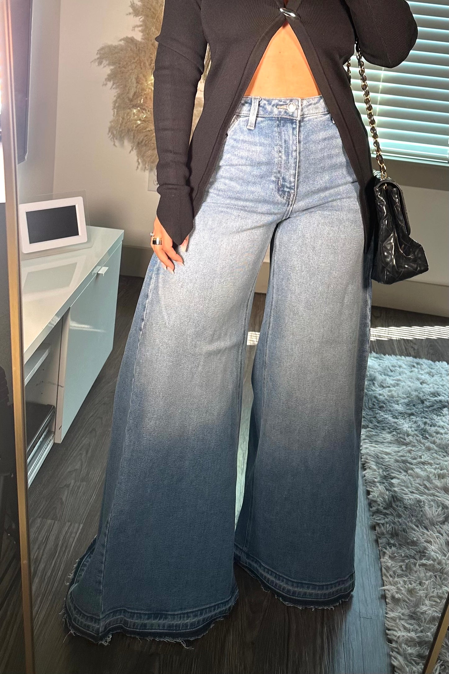 Maxi denim wide leg pant