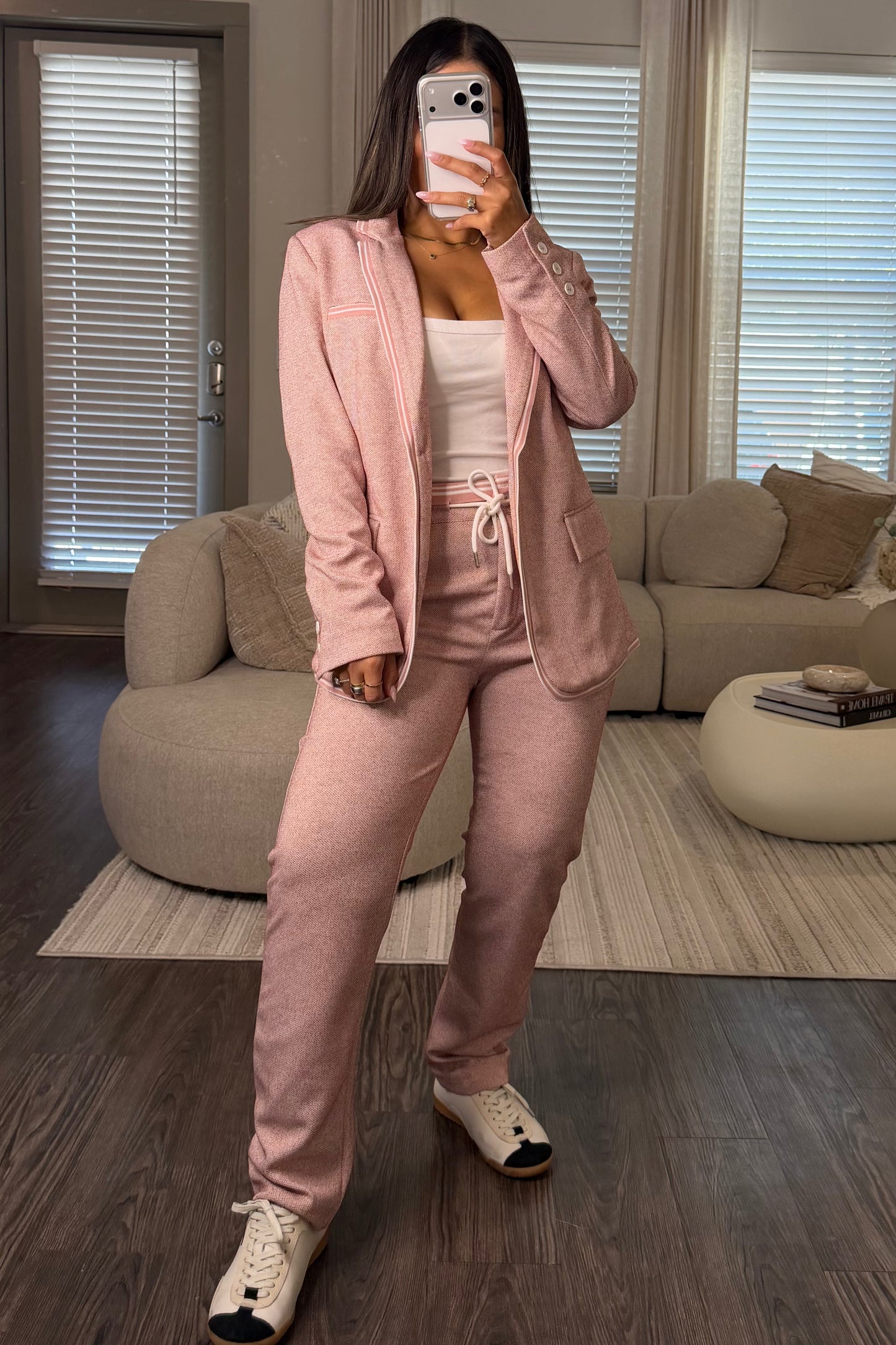 Suit pink blazer and pant set