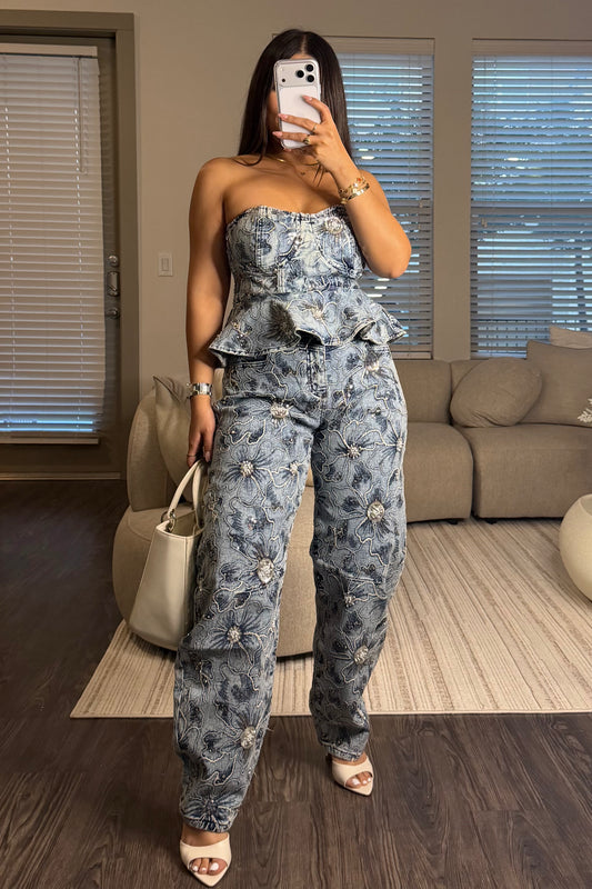Maxi rose denim set