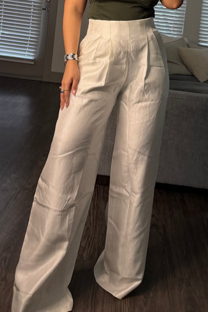Pleated high waisted wide pant