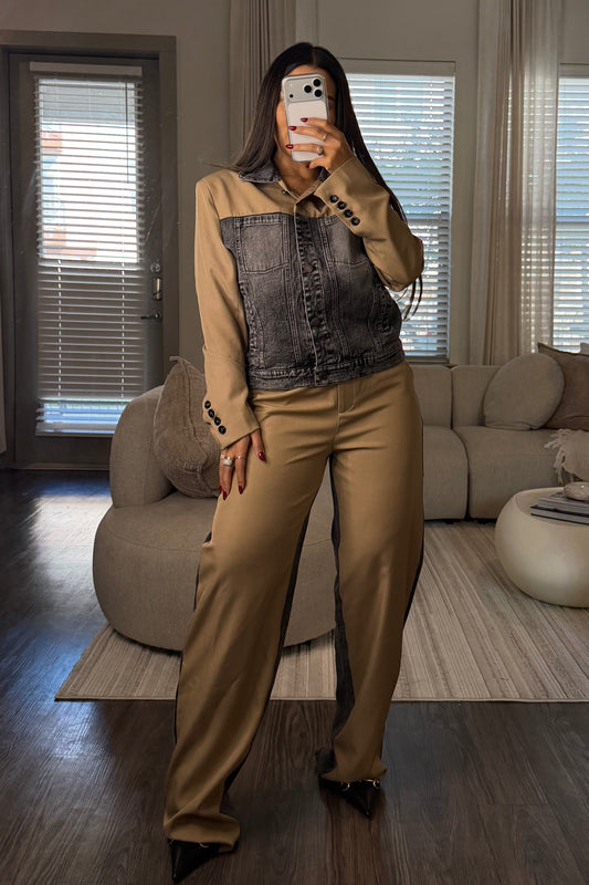 Mocha black denim set
