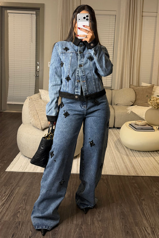 Embellished Denim set
