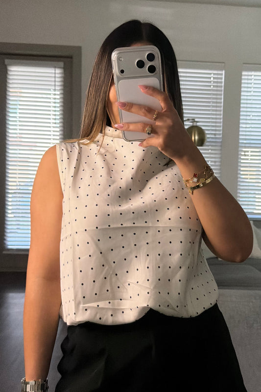 High neck top ivory