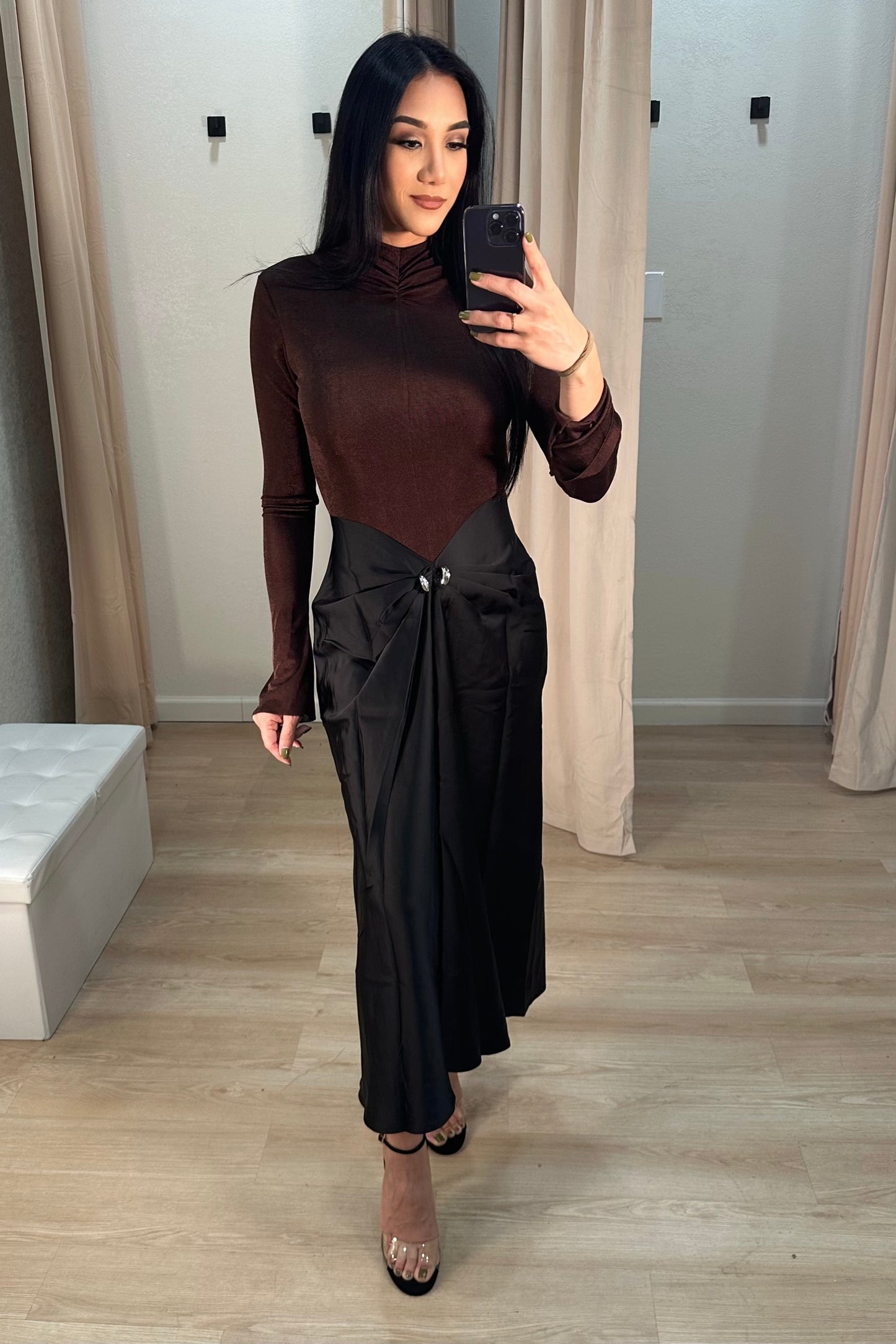 Maxi dress black / brown