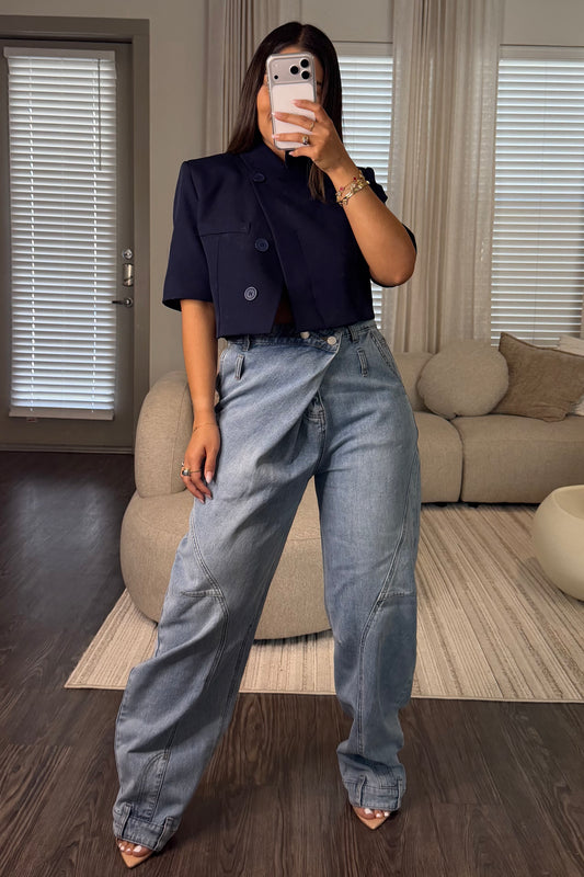 Cross denim pant