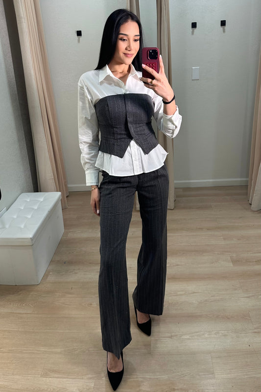 Rhinestone maxi set white charcoal