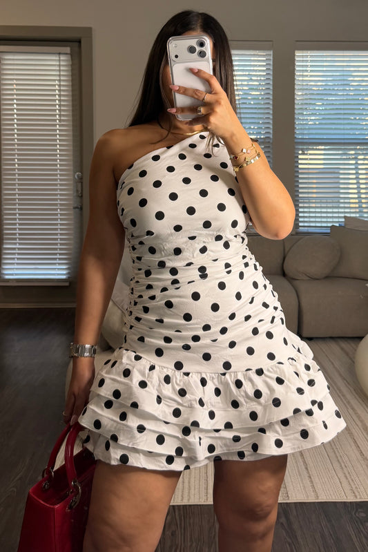 Baby polka mini dress black and white