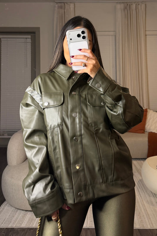 Leather jacket OLIVE