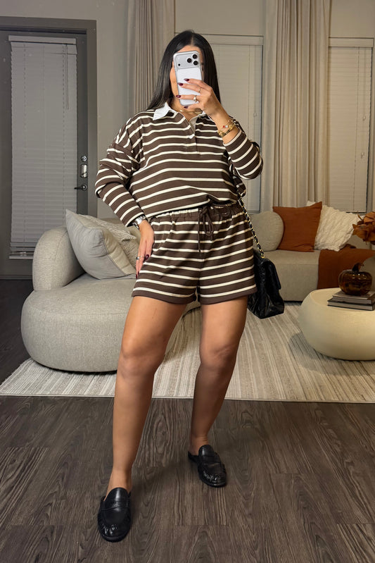 Chocolate skirt and short set
