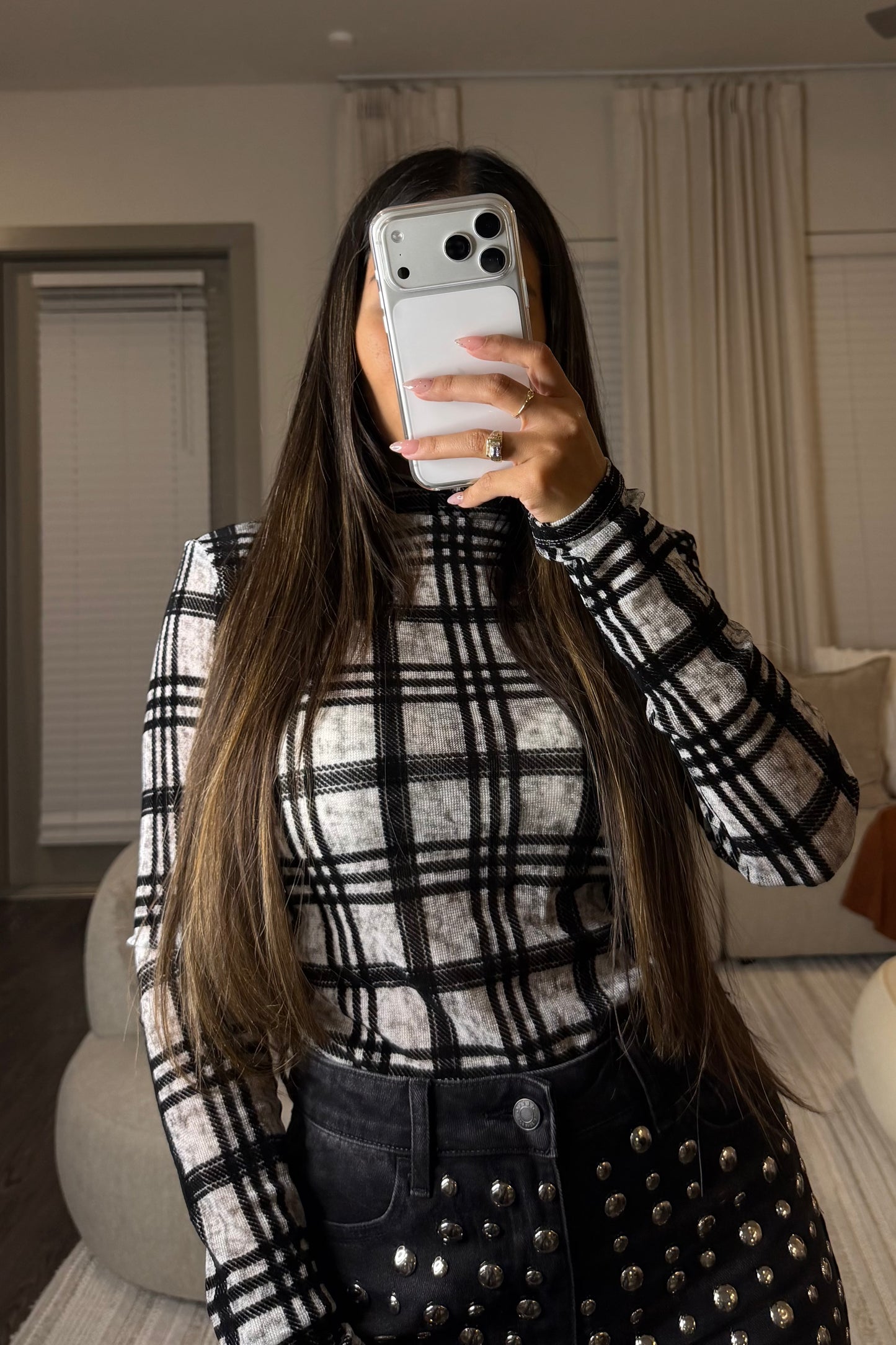 Blouse top cuadros