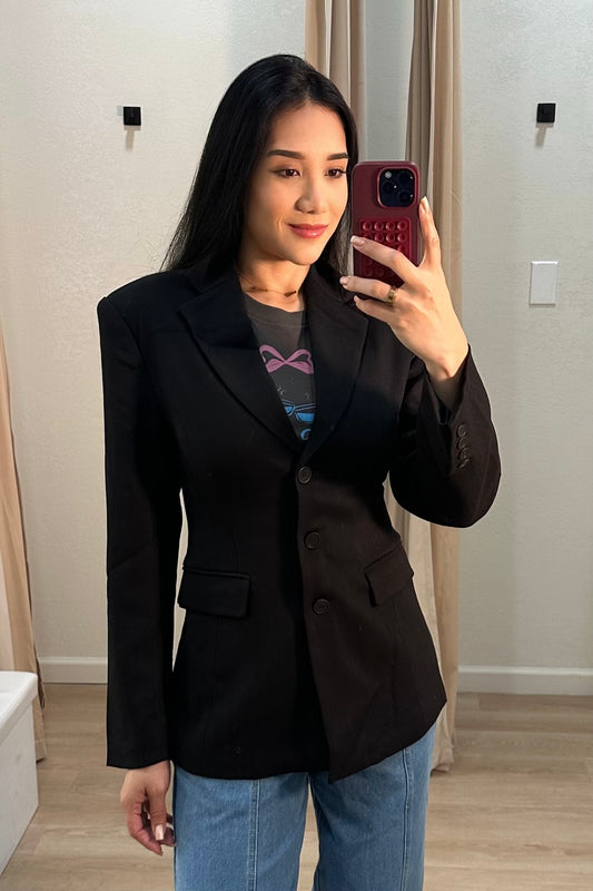 Tweed s curve blazer black