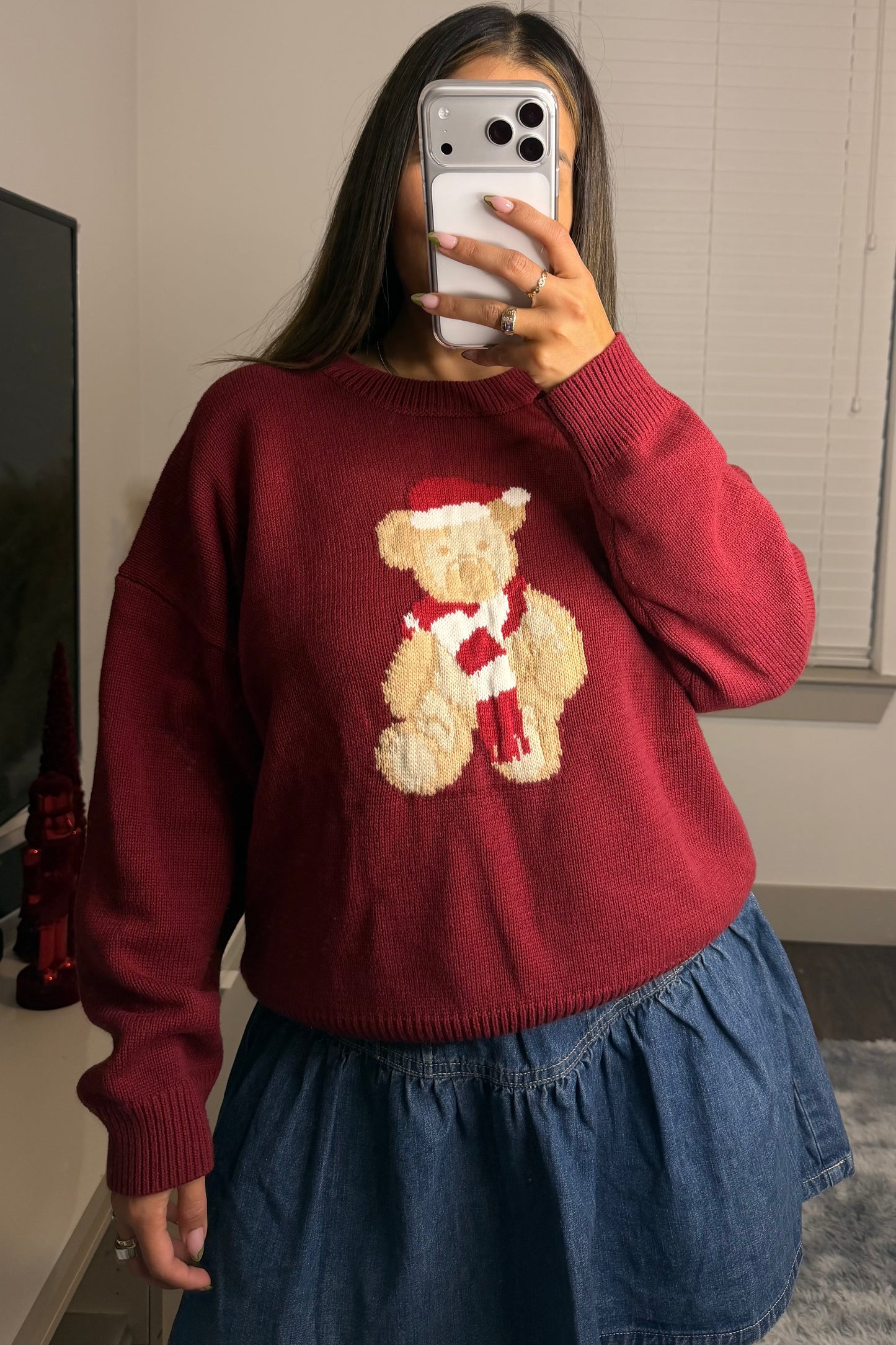 Santa teddy Bear burgondy