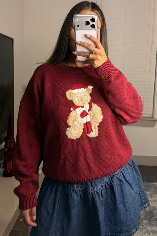 Santa teddy Bear burgondy