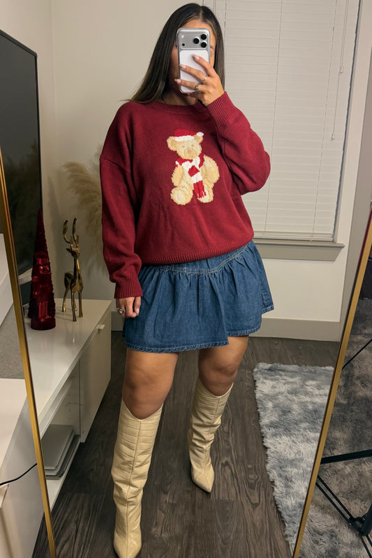 Washed denim mini skirt