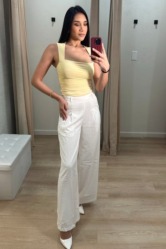 Wide line pants ivory