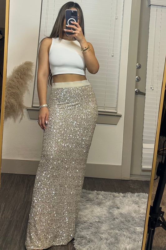 Shine maxi skirt ivory